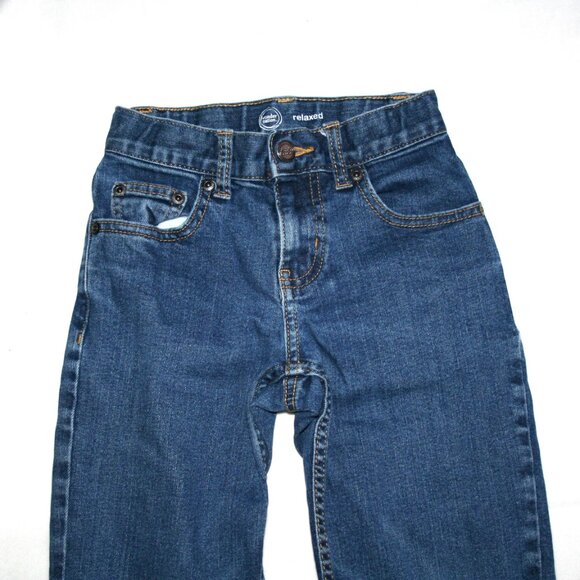 SIZE 8 SLIM KIDS DENIM BLUE JEANS BOYS RELAXED FIT ADJUSTABLE WAIST POCKETS EUC - Picture 3 of 14